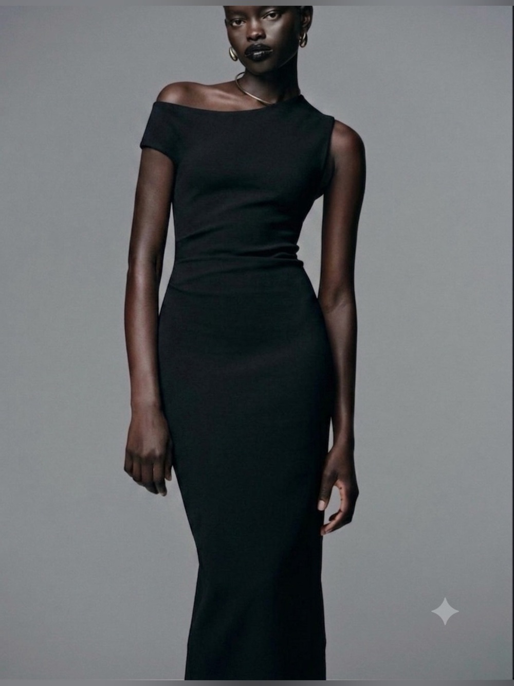 Zara Black One-Shoulder Sheath Dress - Picture 3 of 8